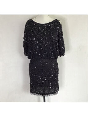 Aidan Mattox Women Elegant Black Sequin Mini Cocktail Dress Size 0